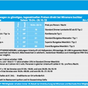 FKK-Urlaub 2019 mit MIRAMARE REISEN - Preistabellen – Hotel Vritomartis / Kreta / Griechenland