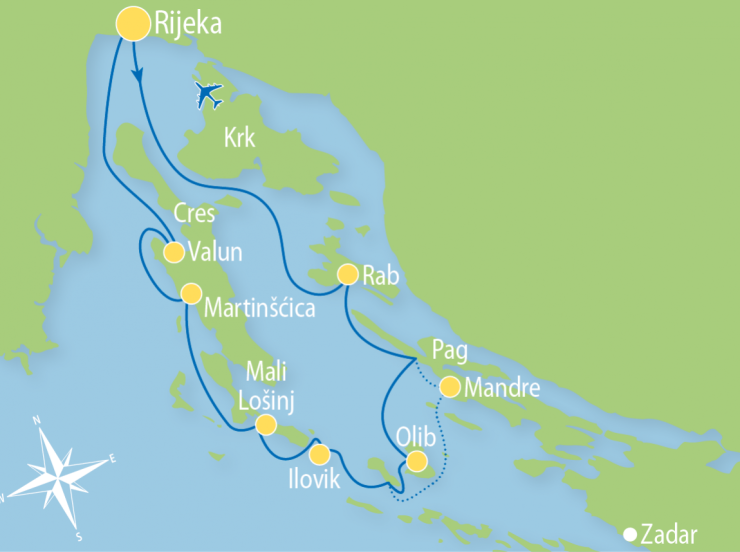 FKK Urlaub mit Miramare Reisen - FKK Kruezfahrt Adria mit MS Planka Route